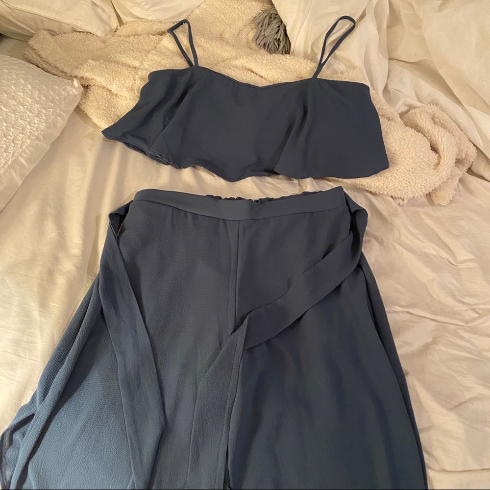 Blue Lush 2 Piece Crop Top/Pants
